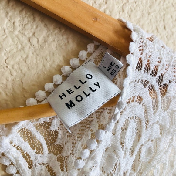 Hello Molly White Lace Cutout Open Back Dress Size L - Picture 6 of 6